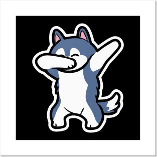 Husky Dab Dog Owner Retro Funny Dog Posters and Art